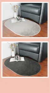 Alfombra ovalada de Piel sintética de conejo para salón y dormitorio, felpudo de cabecera.