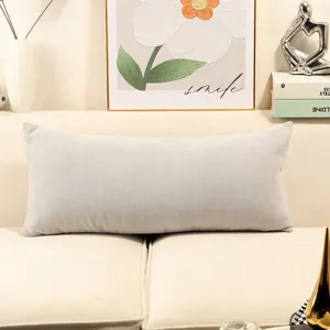 Fundas de cojín largo de chenilla estilo crema nórdico, cojín lumbar rectangular suave.