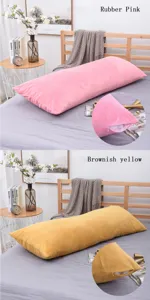 Long coussin de dossier de lit en velours doux avec fermeture éclair pour un confort douillet