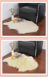 Fluffy faux sheepskin rug for bedroom bedside Nordic sofa chair cushion floor decor.