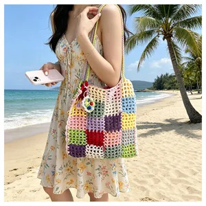Femme Été Crochet Sac Bandoulière Élégant Ajouré Tricot Plage Cabas Sac Tendance