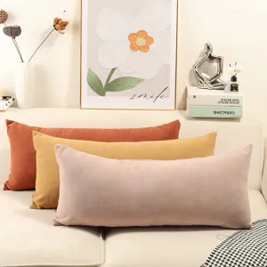 Funda de cojín lumbar larga de chenilla de color sólido nórdico para sofá y salón