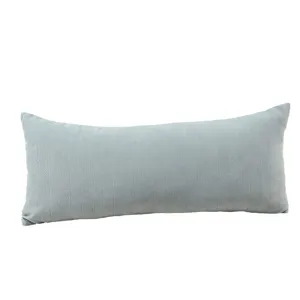 Cojin lumbar rectangular de chenilla para sofa salon, suave cojin azul con patron de espiga.