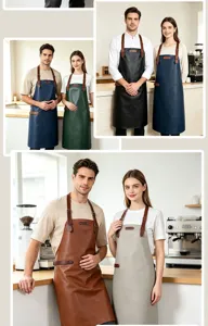 Professionelle PU Leder Schürze wasserdicht ölfest Küche Kochen Barista Arbeitskleidung