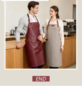 Wasserdichte PU Leder Schürze für Küche Cafe Kochen Backen professionelle Arbeitskleidung