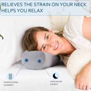 Cylindrical neck pillow for pain relief and comfortable sleep support, soft grey round bolster.
