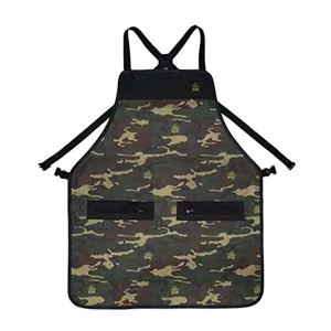 Camouflage Leinwand Arbeitsaprön mit Kreuzgurten und Reißverschlusstaschen für die Küche