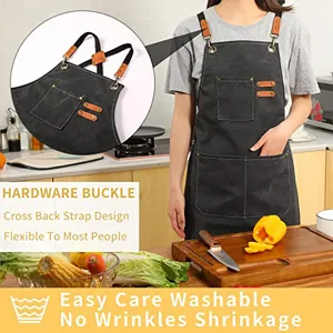 Heavyweight Canvas Kitchen Apron with Cross Back Straps, Adjustable Buckle and Pockets