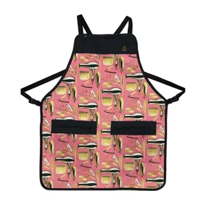 Professionelle Friseurschürze mit mehreren Taschen, stylischer Haarschneidewerkzeug Print Arbeit.