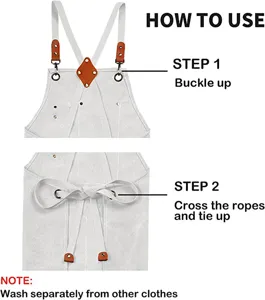Thick canvas kitchen apron adjustable cross back straps utility work apron for chef gardening
