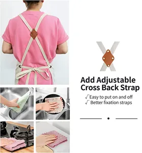 Adjustable cross back apron strap detail showing easy wear and comfortable secure fit features.