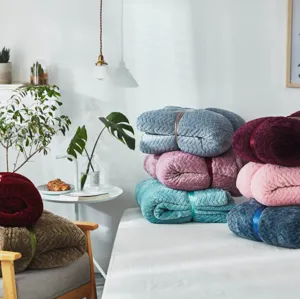 Flannel cable knit blanket soft plush sofa throw blanket cozy warm fleece blanket home decor