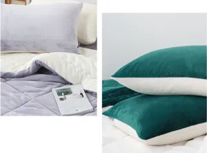 Soft flannel color-blocked rectangular pillowcase double-sided home decor cushion cover