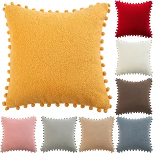 Nordic Solid Color Plush Pom Pom Pillow Cover Soft Decorative Throw Pillowcase For Living Room Sofa Bedroom