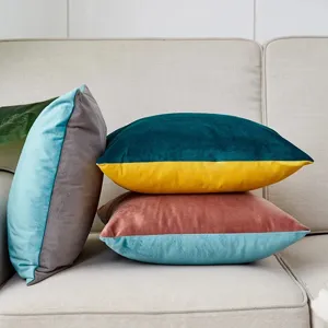Tweekleurig fluwelen sierkussen Scandinavische stijl bankkussen zacht slaapkamer woondecoratie