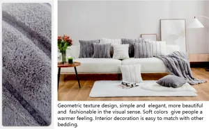 Grey faux fur throw pillow cover soft geometric textured cushion for living room sofa bedroom