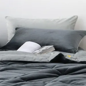 Flannel color-blocking double-sided rectangle pillowcase home bedding main product view setup