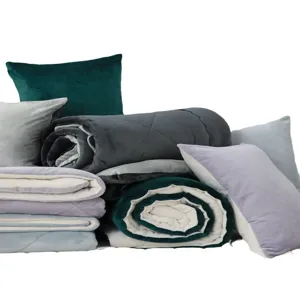 Flannel colorblock reversible home throw pillow covers and blankets set for living room