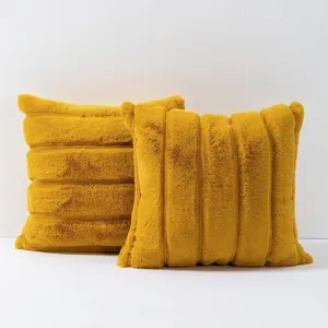 Faux Rabbit Fur Throw Pillow Cover Striped Soft Plush Cushion Case For Living Room Bedroom Sofa Home Decor Pillowcase