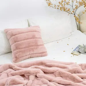 Pink Faux Fur Throw Pillow Fluffy Soft Cushion Cover for Sofa Bed Living Room Home Decor
