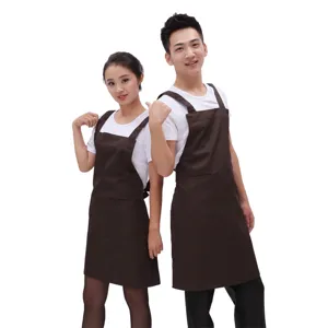 Koreanische Art einfarbige Baumwolle Schürze für Küche Restaurant Kellner Arbeitskleidung.