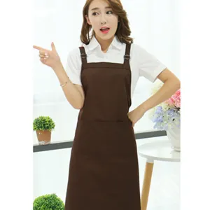 Grembiule da cucina marrone in stile coreano con tasche per ristorante, bar e salone di bellezza