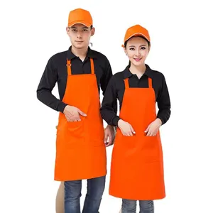 Professional orange apron and cap workwear set, perfect for cafes, restaurants and salons.