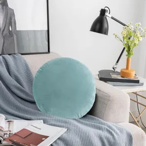Round velvet throw pillow for sofa living room decor comfortable teal round cushion