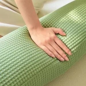 Green waffle long body pillow for side sleepers cooling breathable soft leg support bolster