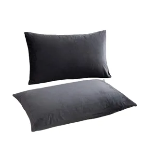 Dark grey velvet body pillow cover set, soft and comfortable long bed pillows for home.