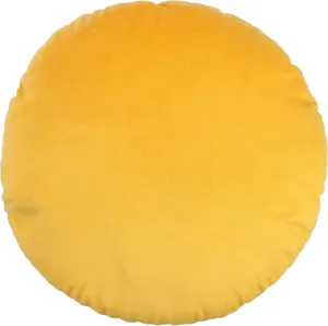 Round velvet pillow for sofa couch, comfortable yellow throw pillow, home decor cushion.