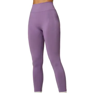Women's Seamless High Waist Yoga Pants Quick Dry Stretch Fitness Running Leggings Solid Color Slimming Gym Trousers