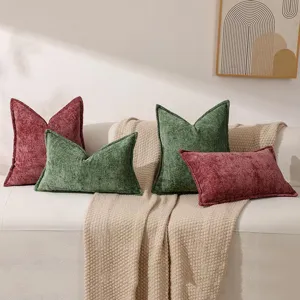 Housse de coussin en velours chenille luxe rétro pour canapé salon décoration maison.