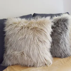 Faux Wolle Langer Plüsch Einfarbig Europäischer Stil Zierkissenbezug Weich Kissenhülle Für Sofa Bett Zuhause