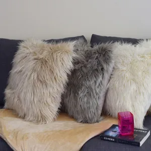 Fluffy Kunstwolle Kissenbezug weich Pluesch Sofa Kissen Wohnkultur gemuetlich Stuhl deco