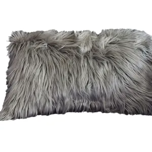 Grau Kunstfell Kissen Flauschig Lang Plüsch Sofa Bett Auto Dekokissen Heimtextilien