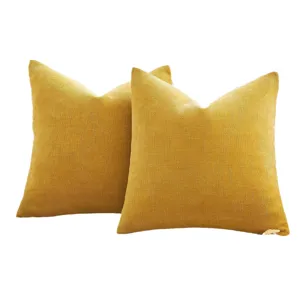 Gele chenille sierkussen voor bank en bed, getextureerde decoratieve kussenset 2st.