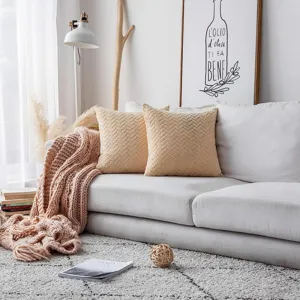 Nordischer Flanell Kissenbezug mit Blattmuster, weicher Struktur Kissenhülle für Sofa Heimtextilien.