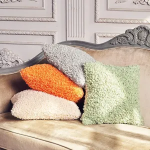 Nordic fluffy alpaca fleece throw pillow cover, square decorative cushion for sofa bed home.
