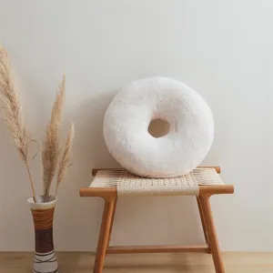 Coussin en peluche rond et moelleux pour decoration de salon canape, oreiller confortable