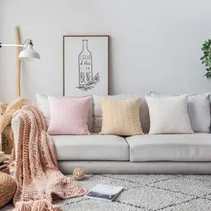 Nordischer Flanell Kissenbezug mit Blattmuster fuer Sofa Wohnzimmer Schlafzimmer Deko