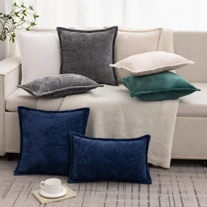 Housse de coussin décorative en chenille pour canapé de salon et lit, coussin doux.