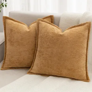 Coussin décoratif en chenille texturée pour canapé de salon et lit, housse douce.