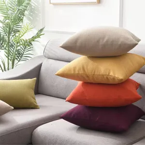 Noordse effen kleur wafel linnen kussensloop bank kussen rugleuning decoratieve hoes