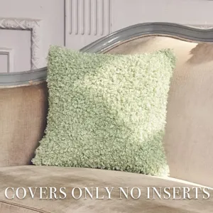 Nordic style light green curly wool textured square pillowcase cushion cover for bedroom sofa