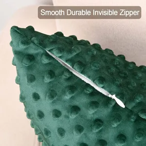 Funda de cojín verde oscuro de terciopelo burbuja, suave funda decorativa para sofá cama.