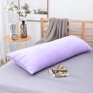 Light purple long body pillowcase for bed headboard, soft velvet long cushion cover.