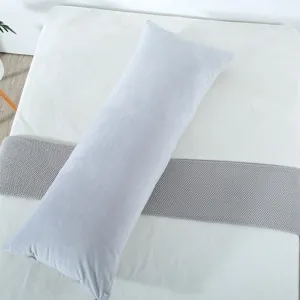 Soft long body pillow for bedroom bed headboard comfortable grey plush support cushion case.