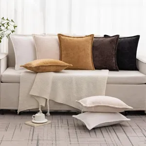 Housses de coussin en chenille douillettes pour canapé de salon lit coussins déco doux.