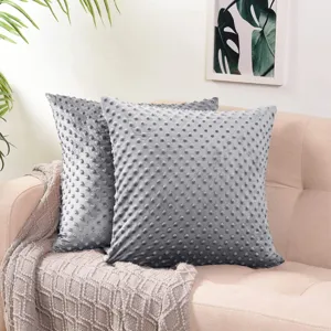 Funda de cojin gris minky dot suave de felpa para sofa de sala de estar decoracion